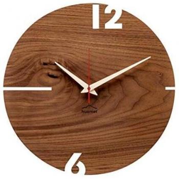 Huamet Wanduhr Puhr Nuss rund, geräuschlos, ø 30 cm