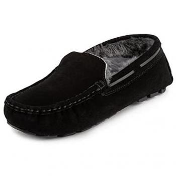 Isotoner Men's Closed Stitch Suede Moccasin Slippers