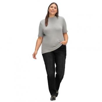 Klassische High-Waist-Jeans, Damen, Größe 50, Schwarz