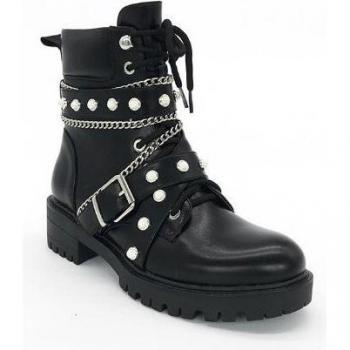 Botines de piel sintética con tacón bajo D2381