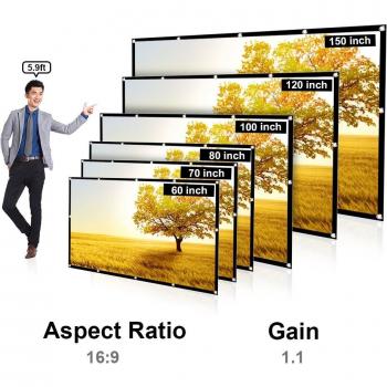 Écran de projecteur pliable 120 pouces HD 16:9 pour cinéma en plein air
