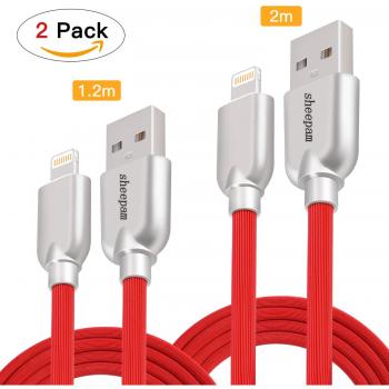 IPhone Ladekabel, Sheepam [2er-Pack 1.2M+2.0M] Lightning auf USB Kabel für iPhone und iPad