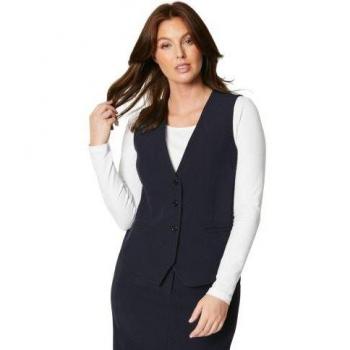 Ladies Navy Single-Breasted Waistcoat