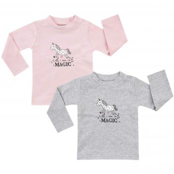 Boley Babyshirt 2er-Pack Interlock-Jersey rosa/grau Größe 50/56