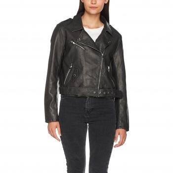 ONLY Damen Jacke onlLUNA Crop Faux Leather Biker OTW NOOS, Schwarz