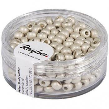 Rocailles 4mm, metallic, matt, Dose 17g, weiß