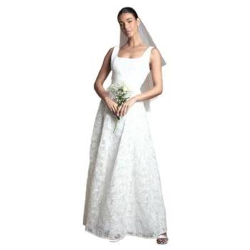 Lace-Embellished Ivory Coast Wedding Dress