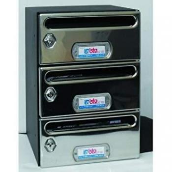 Buzón Comunitario Inoxidable Mercurio Negro – 3 Cuerpos