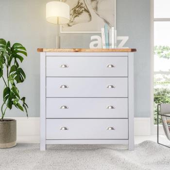 Argenta 4 Drawer Grey Chest with Chrome Cup Handles