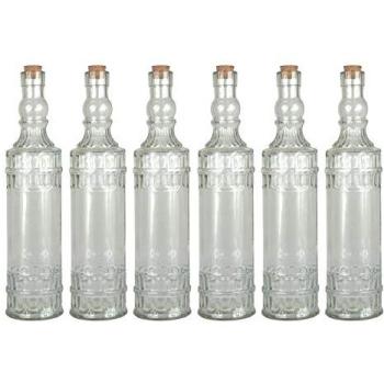 Elegant 6‑Pack Clear Glass Flasks – 700 mL, Cork Closure