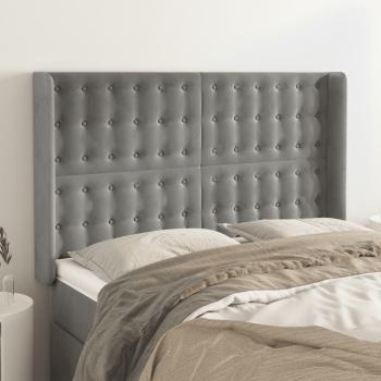 Cabecero grasnático de terciopelo gris claro