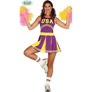 Déguisement violet de pom-pom girl pour femme équipe USA