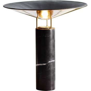 Lampada da tavolo in marmo nero e pelle nera Rebound