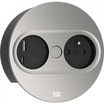 Table Twiste 2 Prise – UTE & Double USB (Inox Ronde, France)