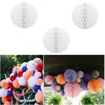 Set 3 Ponderi Pon Pon Bianco con Dettaglio a Pallina in Carta 25 cm – Trade Shop Traesio