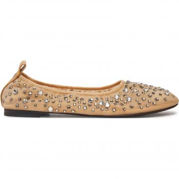 Eddie Crystal Neutral Ballerinas (Nylon, Beige) – US Size 6