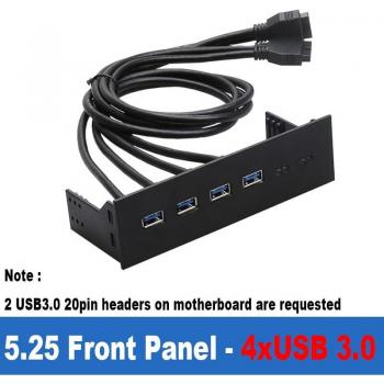 Panneau USB 3.0 5.25 avec adaptateur et câble 20 broches