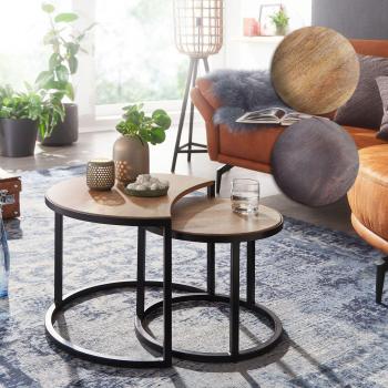 Table d'appoint Ronde Bois Massif FineBuy Marron