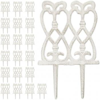 Clôture Antique en Fonte Fer à Planter 20 Éléments, Hauteur 25 cm, Largeur 145 cm, Blanc