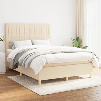 Cama box spring 140x200 cm con colchón crema