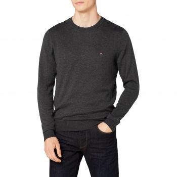 Tommy Hilfiger Suéter de Algodón y Seda para Hombre, Gris