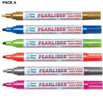 Pearlised Deco & Glass Paint Pens (Colour Pack A)