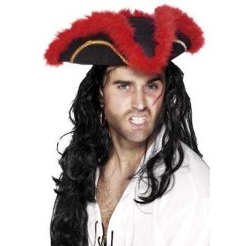 Smiffy's Cappello Tricorno da Pirata Rosso