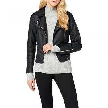 ONLY Damen Lederjacke ONLGEMMA in Schwarz, Größe 38