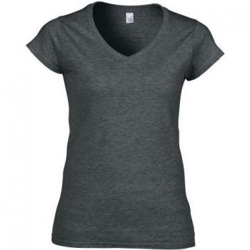 Light Grey Heather V‑Neck Casual Top (Size Small)