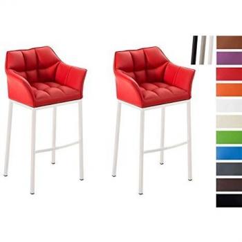 Set di sgabelli bar Damaso in similpelle rosso e bianco