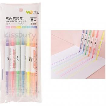 Stylo surligneur pastel 6 couleurs
