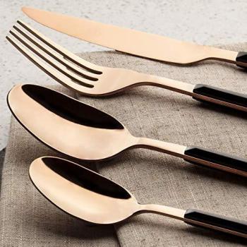 Elegant Rose Gold & Black 16‑Piece Tableware Set – Tower T859007RGB