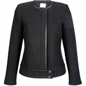 Damen-Blazerjacke „White Silk“ – Kunstleder-Paspelierung, Größe 46 – Alba Moda