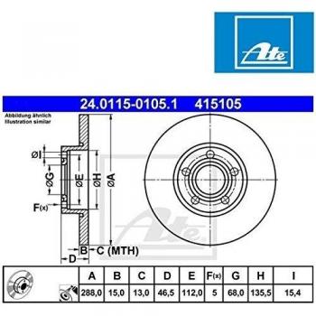 Audi A4 Brake Disc ATE 24.0115-0105.1