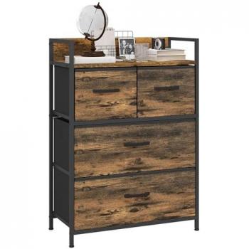 Commode design industriel 4 tiroirs en acier noir