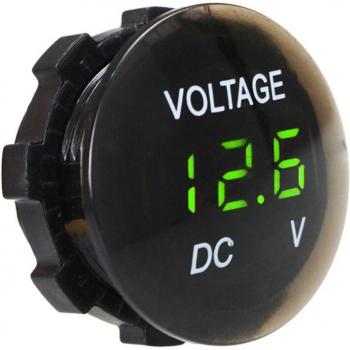 Round Waterproof Voltage Meter for DC 12-24V Vehicles