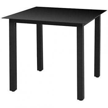 Eleganter Gartentisch in Schwarz, Aluminium und Glas, 80x80x74 cm