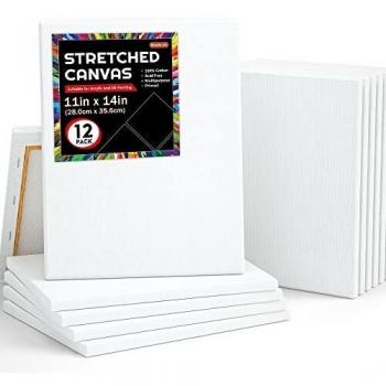1x14 Inch Canvas for Painting, 12 Pack, Primed White