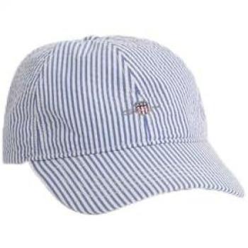 GANT Blaue Herren-Kappe im Seersucker‑Streifen‑Design