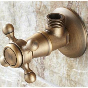 1Pcs Antique Brass Bathroom Angle Stop Valve 1/2 Male x 1/2 Male