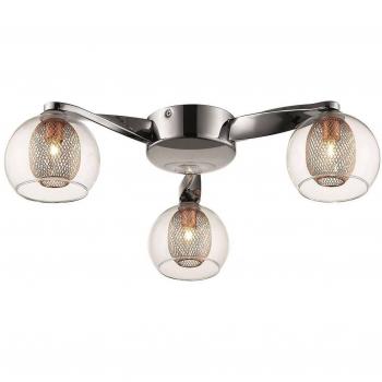Netlighting Spring 3 Light Flush Multi Arm Mesh Ceiling Light Chrome, Copper, G9