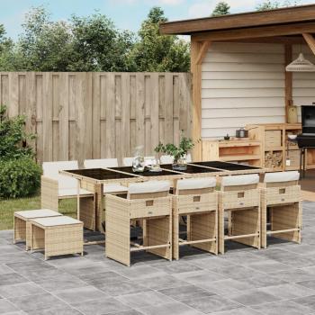 VidaXL 13-Piece Beige Poly Rattan Garden Dining Collection