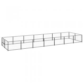 VidaXL Black Steel Dog Kennel 14 m²