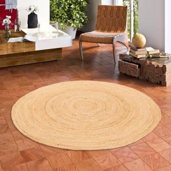 Tapis Fait Main en Fibres Naturelles Salsa Beige Rond 120 cm