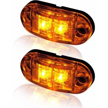 Fuleem 2PCS Amber LED Trailer Clearance Light 12V 24V