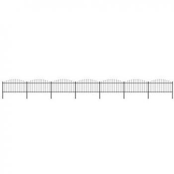 Black Steel Garden Fence with Decorative Spear Tops (1.25-1.5)x11.9 m
