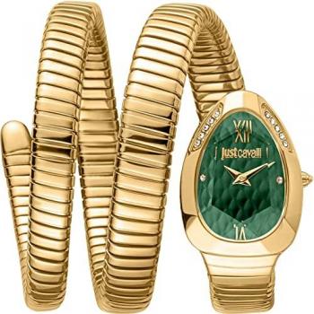 Reloj Just Cavalli Glam Evo 9 Doppio con Correa Oro Amarillo y Dial Verde Botella