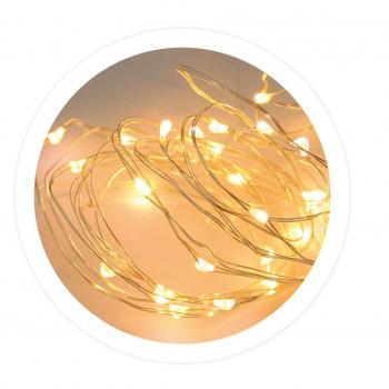 Guirnalda LED de Alambre con 20 luces LED de 03W y temporizador, largo de 19 metros, IP20, luz cálida