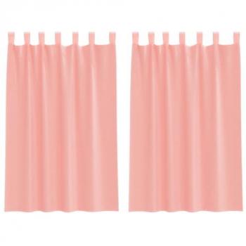 Pink Veiled Window Curtains, 2 Pieces, Rod Pocket Design