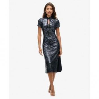Midnight Mandarin Sequin Midi Dress
